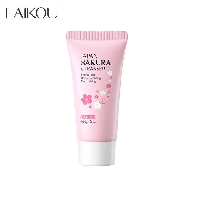 Sakura Facial Cleanser Deep Cleansing Pores Oil Control Moisturizing Brightening Face Wash Gentle for All Skin Types 50G